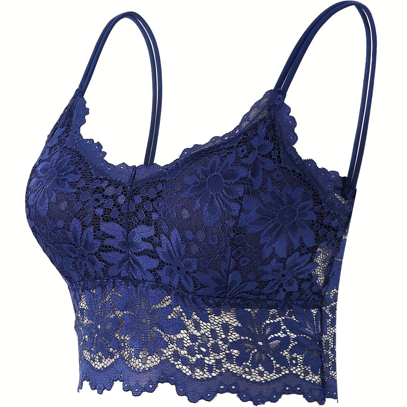 Women's Lace Cami Bra with Padded Support and Hollow Out Design