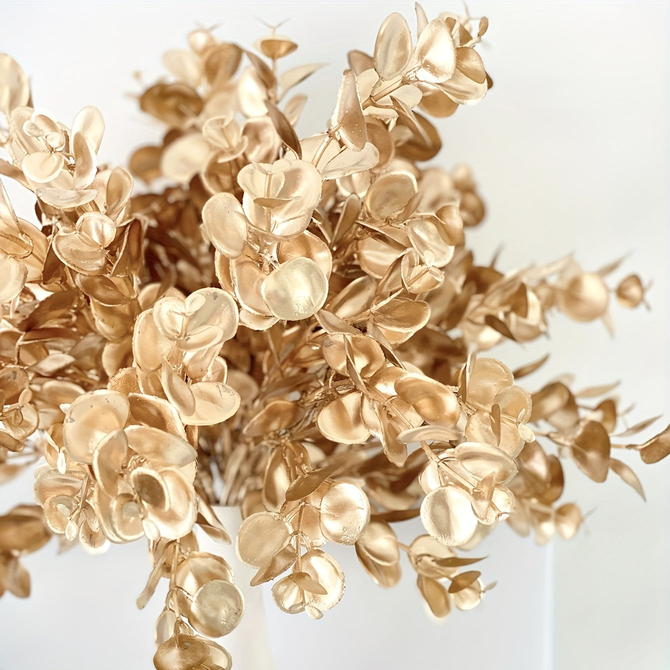 Planta artificial de 5 púas hoja de dinero para decoración del hogar ramos de boda arreglos navideños planta en maceta pequeña 13.38 pulgadas