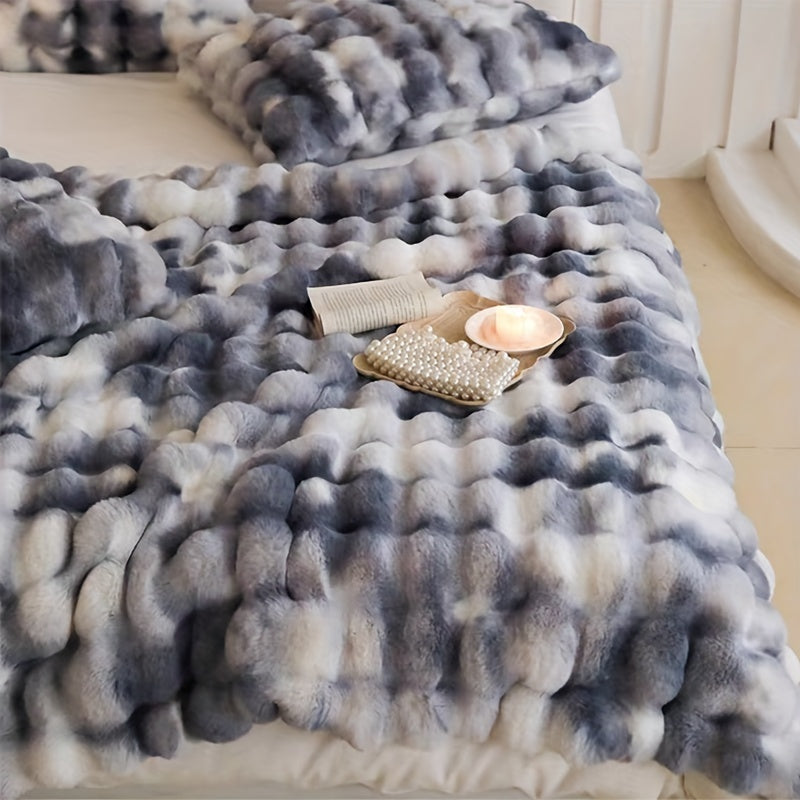 Manta reversible de pelo sintético de conejo para calor y comodidad