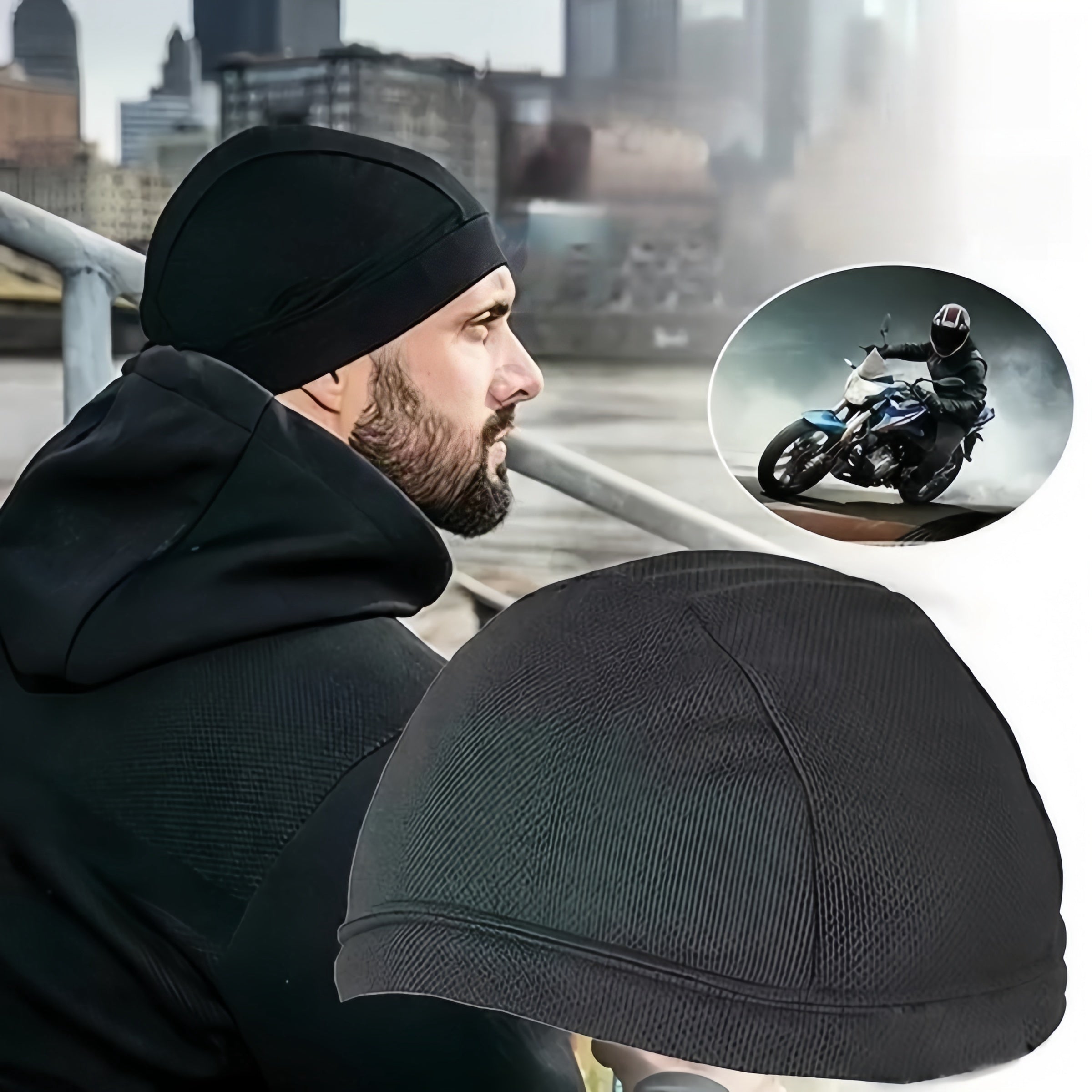Capucha interior de casco de motocicleta transpirable y de secado rápido para unisex