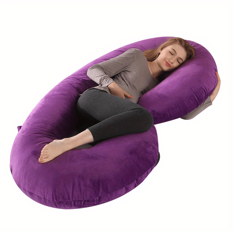Maternity Pillow Crystal Velvet C-Shaped Pregnancy Pillow with Cooling Cover and Washable Waist Support