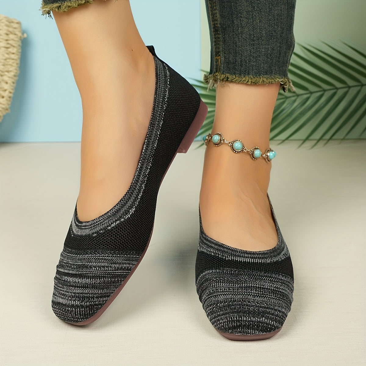 Zapatos planos transpirables de tejido para mujer, casuales, sin cordones, ligeros y cómodos