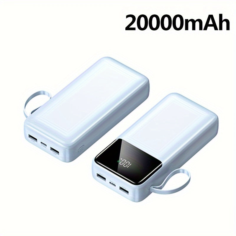 Banco de energía de 20000mAh con carga rápida, pantalla LED, doble salida, cargador de emergencia portátil
