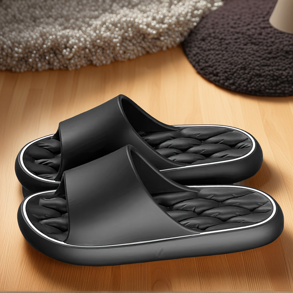 Men's Women's Anti-slip Indoor Outdoor Slippers Thick Sole Black Large Size