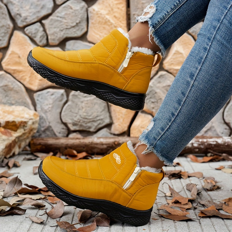 Women's Winter Non-Slip Plush-Lined Short Boots Lightweight Ankle Snow Boots