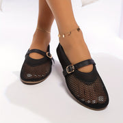 Zapatos planos de red de mujer con recortes y malla para uso casual al aire libre