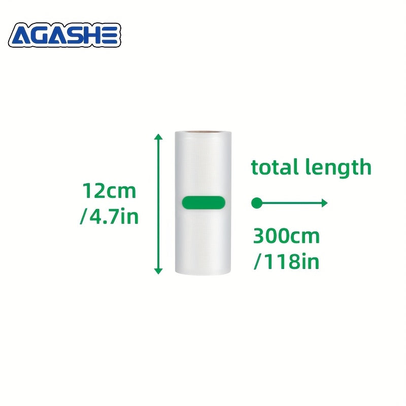 Vakuum Sealer Roll, 300cm (118.11in) uzunlikdagi mustahkam PE+PA materialidan tayyorlangan, oziq-ovqatni uzoqroq saqlashga yordam beradi va ko'pgina mashinalar bilan mos keladi. Uy oshpazlari va taom tayyorlash uchun ideal.