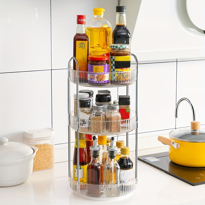 Adjustable Multi-Layer Makeup Organizer with 360° Rotation Transparent PET Storage for Perfume Lipstick Foundation