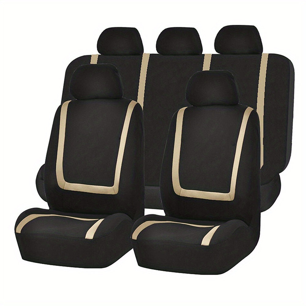 Universal 5-Seat Car Seat Cover Set Soft Breathable Polyester
