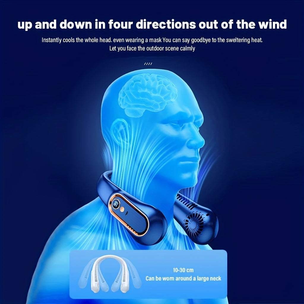 Portable Mini Neck Fan USB Rechargeable 5-Speed Adjustable Safe Comfortable for Office Sports Outdoor