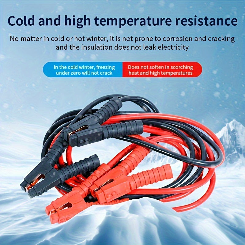1000A Car Jump Starter Cable Set 3.05m Insulated Alligator Clips Cold Weather Resistant