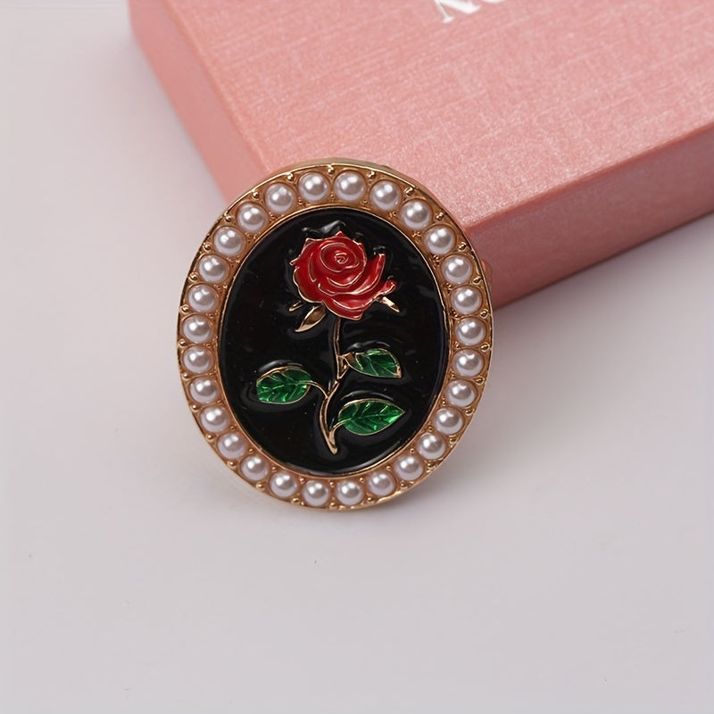 Floral Brooch with Faux Pearls Vintage Style for Women’s Coats and Dresses
