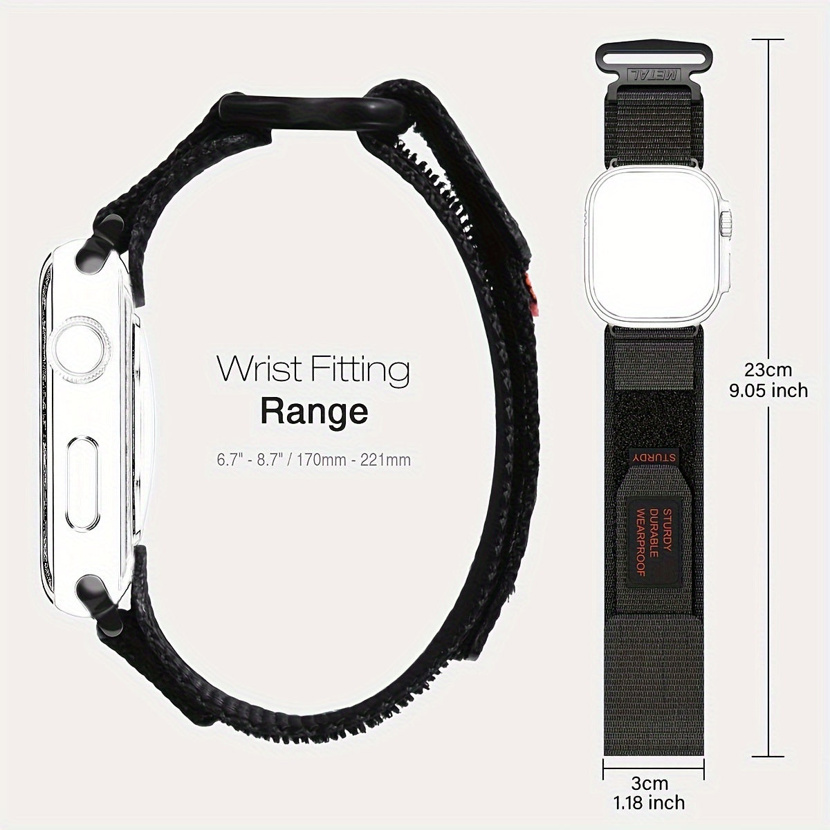 Тактический нейлоновый ремешок для мужских часов, совместимый с iPhone Watch Series 1-9 Ultra 2 38мм 42мм 44мм 45мм 49мм