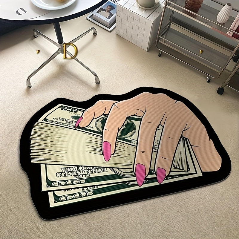 Light Area Rug with Non-Slip Backing, Cartoon Bill and Hand Pattern, Decorative Floor Mat for Living Room Bedroom Entryway