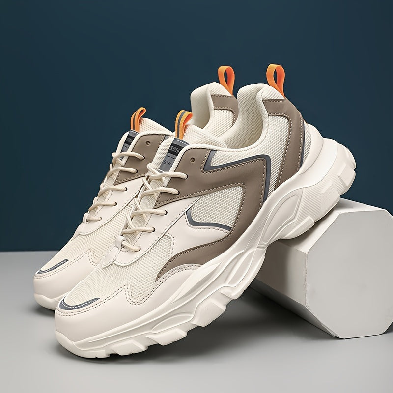 Erkaklar uchun prep stili sport krossovkalari, nafas oladigan to'r bilan, soxta pastki dizayn, bir rangda. Tasodifiy yugurish va mashg'ulotlar uchun ideal. Yuqori burchak, EVA taglik, mato ichki qismi va bog'ichli yopish bilan ajralib turadi.