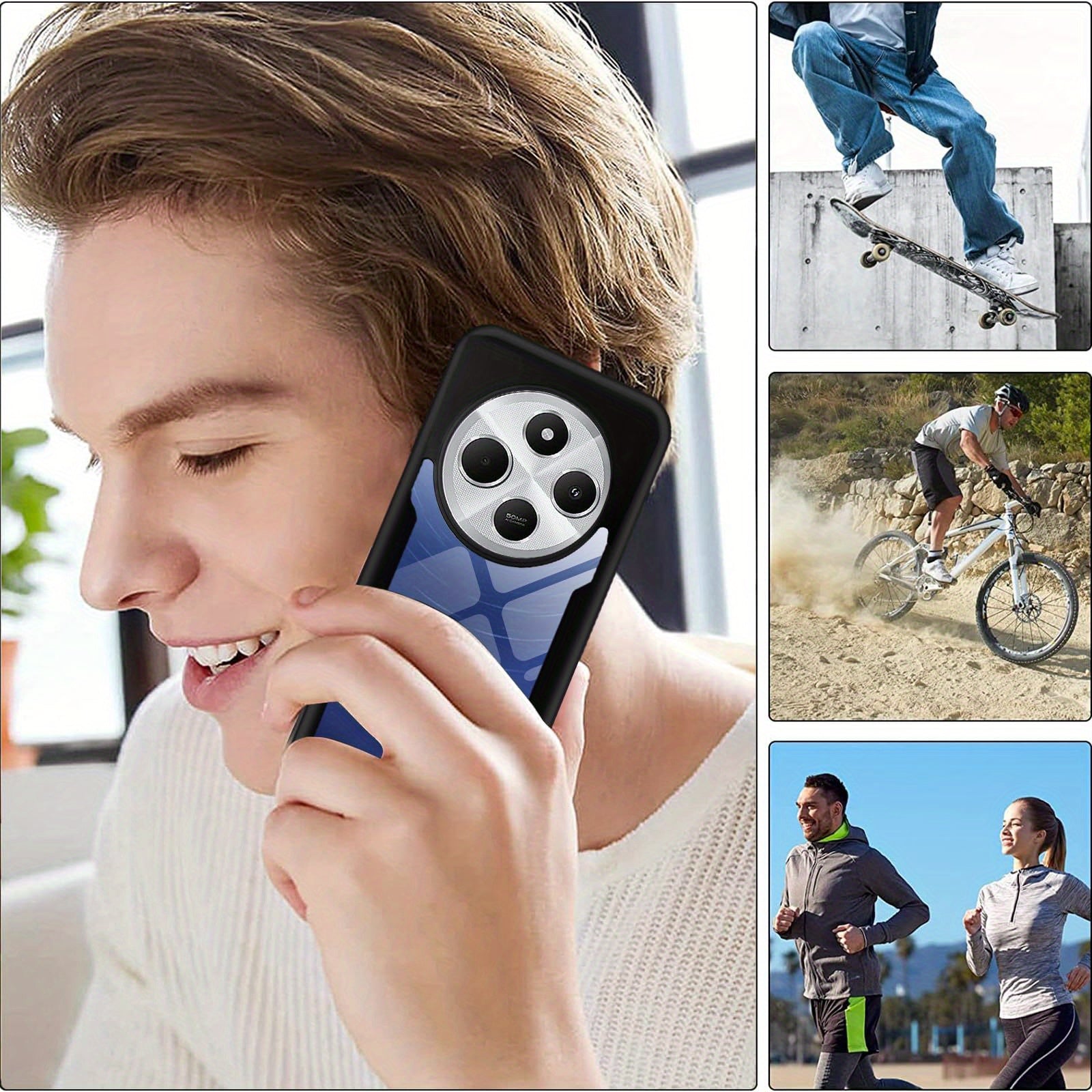 Silicone Phone Case for Xiaomi Redmi 14C Full Screen Protection Card Slot Kickstand 4G 5G