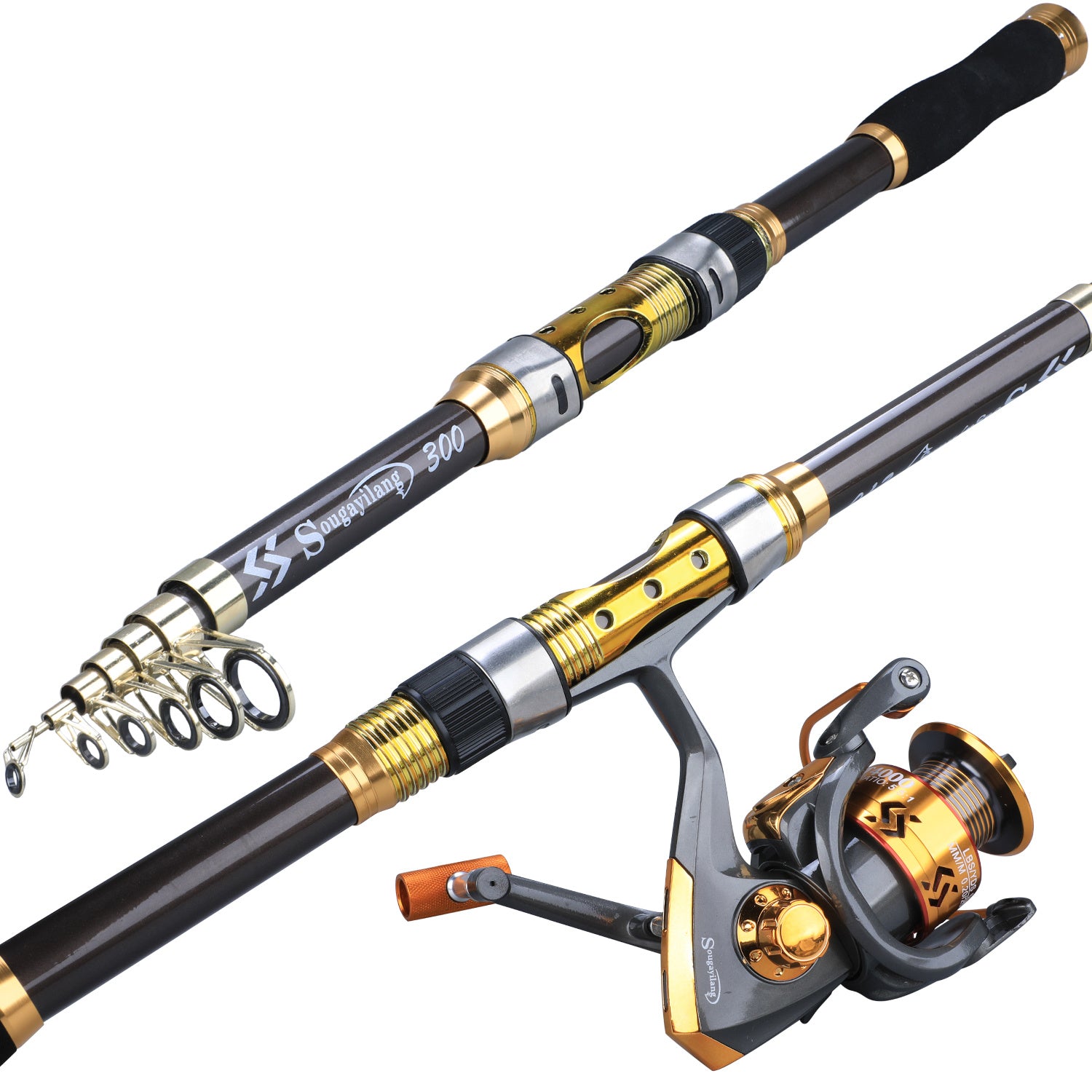 Ultralight Carbon Fiber Spinning Fishing Rod Portable Medium Action Extendable Length Comfortable Grip