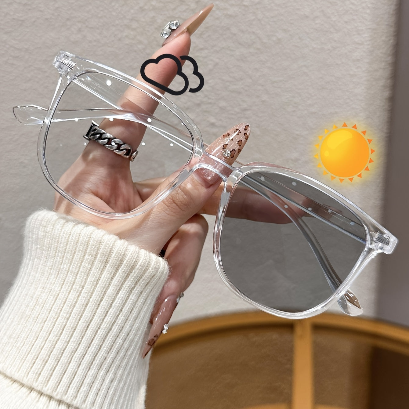 Gafas de moda rectangulares Y2K para mujer con montura de PC y lentes decorativos