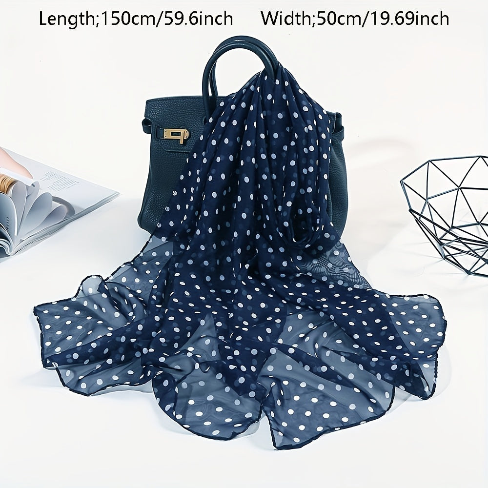 Ayollar uchun Polka Nuqta Chiffon sharf, yengil, nafas oladigan gazli bosh yopqich, Boho plyaj sayohati uchun