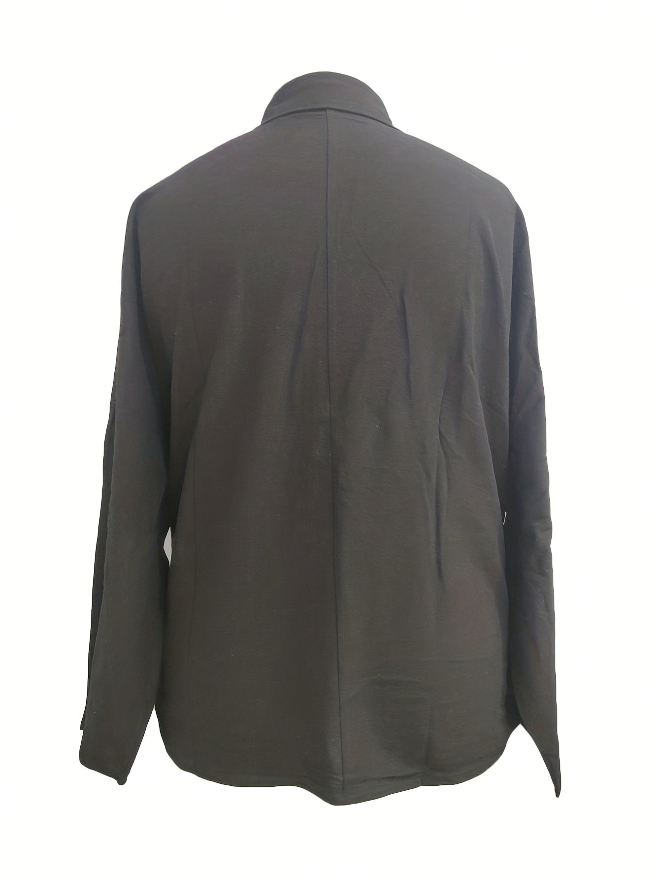 Solid Polyester V-Neck Loose Fit Blouse for Spring and Fall