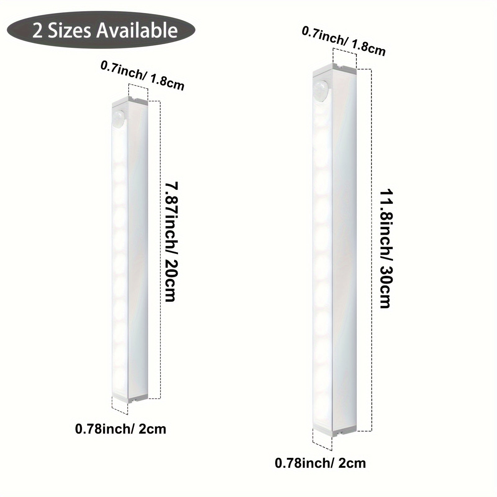 6 dona qayta tiklanadigan shkaf osti chiroqlari, harakat sensorli, sozlanadigan yorqinlik, plastmassa