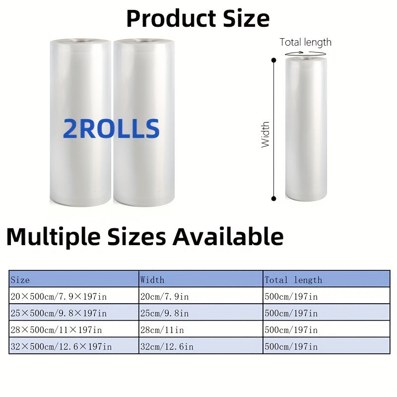 5m BPA-Free Vacuum Sealer Rolls 2pcs PE+PA Material Leak-Proof Durable for Sous Vide Storage