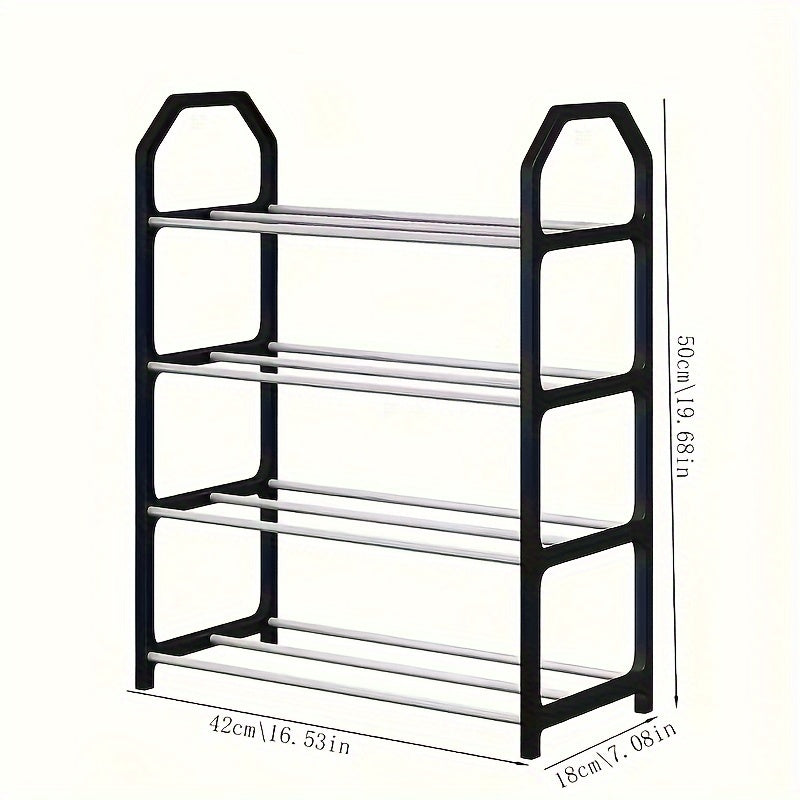 4-Tier Stainless Steel Shoe Rack Standalone Organizer for Entryway Hallway