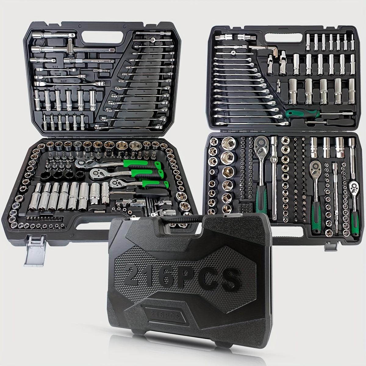 Juego de herramientas de acero de 46/121/150/216 piezas para el hogar, garaje, coche, motocicleta, bicicleta