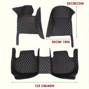 Ford Focus 2006-2011 Car Floor Mats PU Leather Quilted Diamond Pattern Black Interior Protection