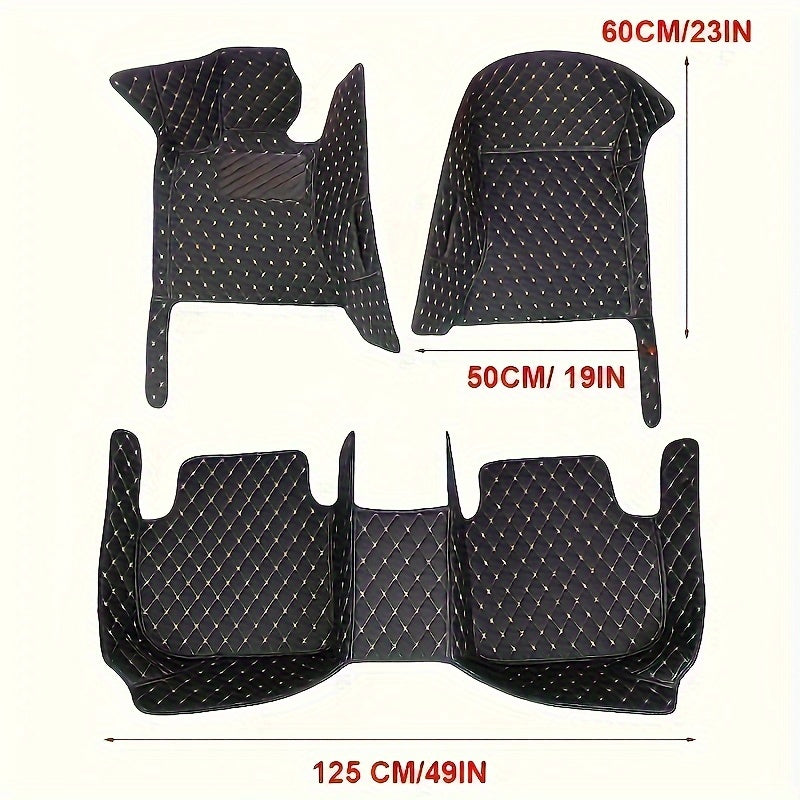 Ford Focus 2006-2011 Car Floor Mats PU Leather Quilted Diamond Pattern Black Interior Protection