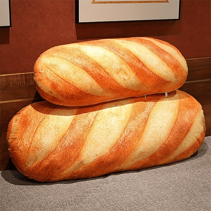 3D Simulation Bread Plush Toy for Kids Food-Shaped Hilarious Pillow Washable Polyester Gift