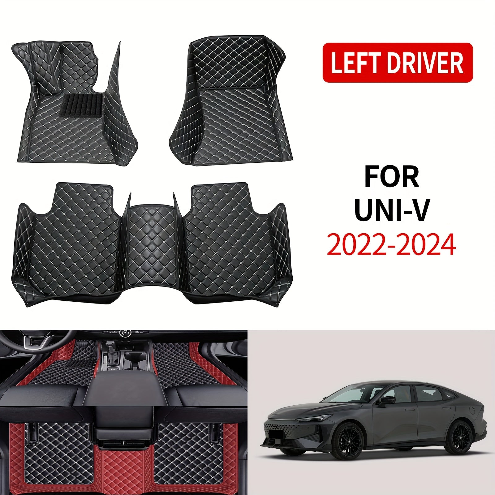 Car Floor Mats PUPU Leather Custom Fit for Left-Hand Drive Vehicles Durable Easy to Clean Three-Piece Set