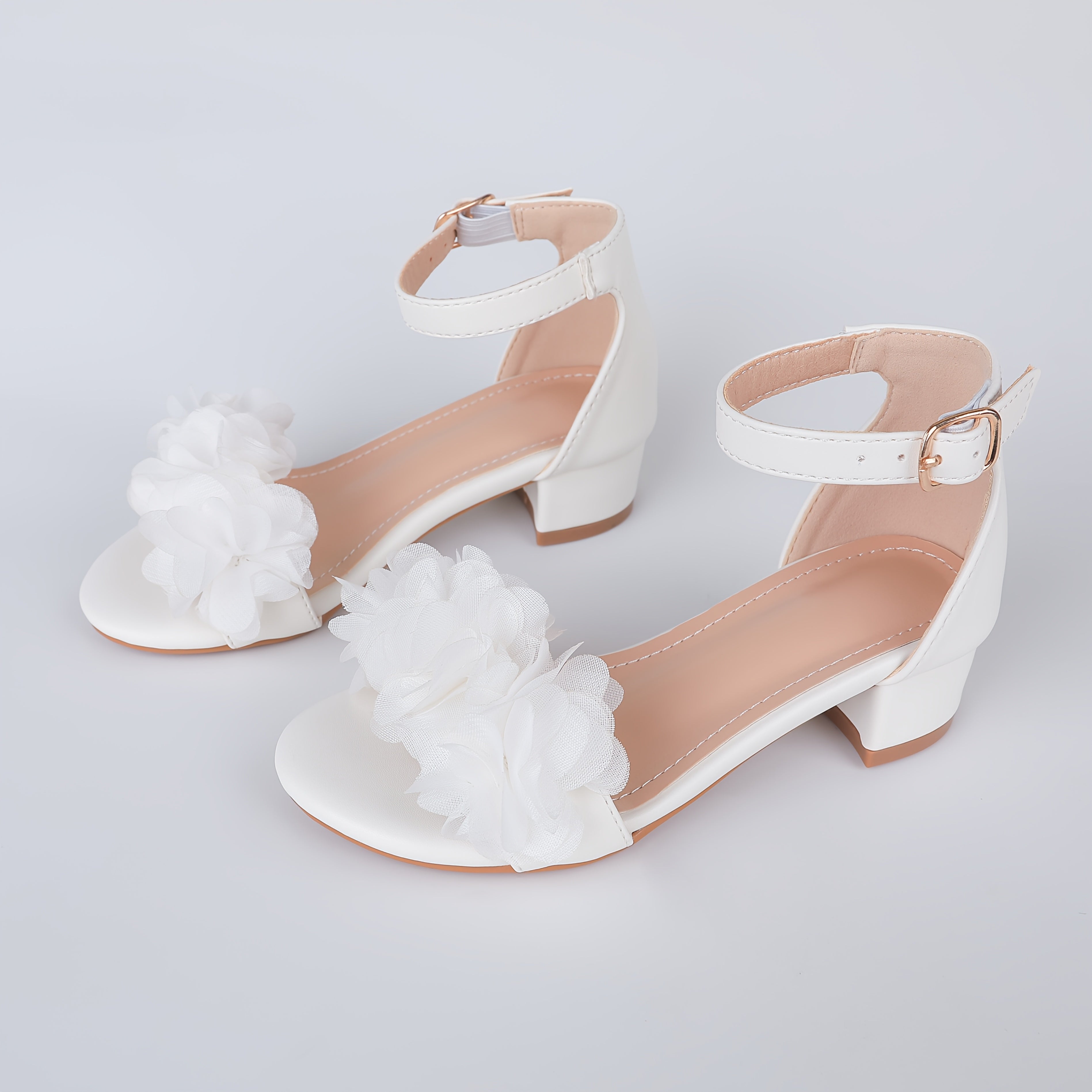 Girls Summer Open-Toe High-Heeled Sandals for Flower Girls Weddings Parties Toddler and Children