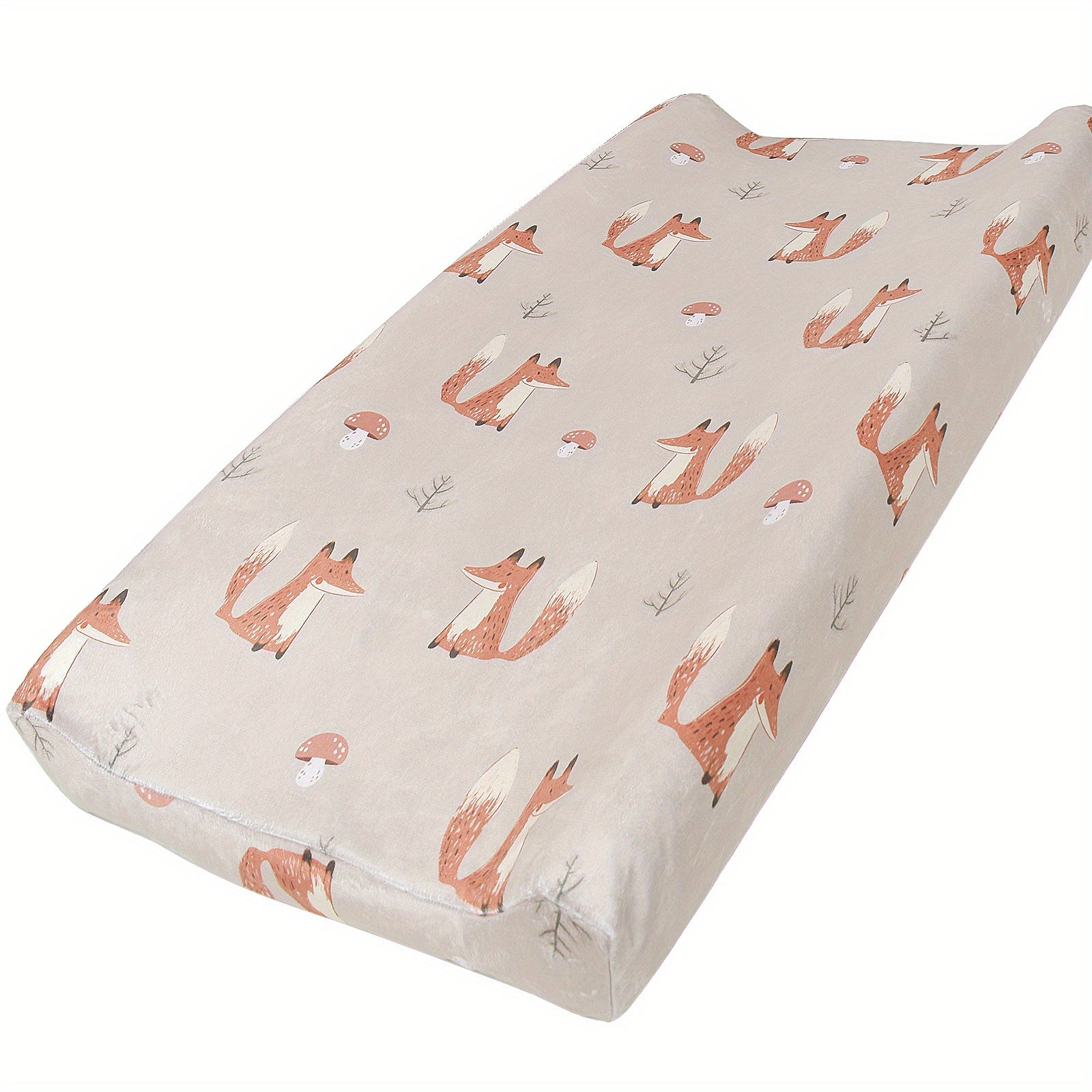 Baby Fitted Sheet with Plush Printed Design for Crib and Diaper Changing Pad