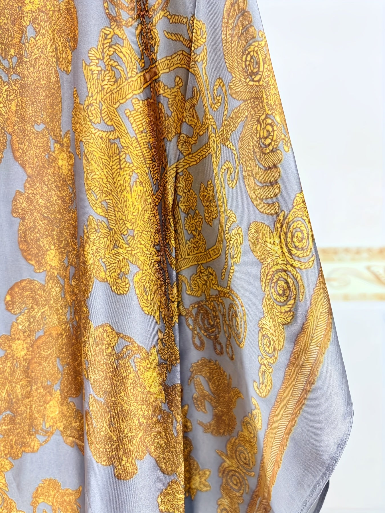 Блузка женская больших размеров с цветочным принтом из полиэстера, с пышными рукавами и свободным кроем, повседневный топ