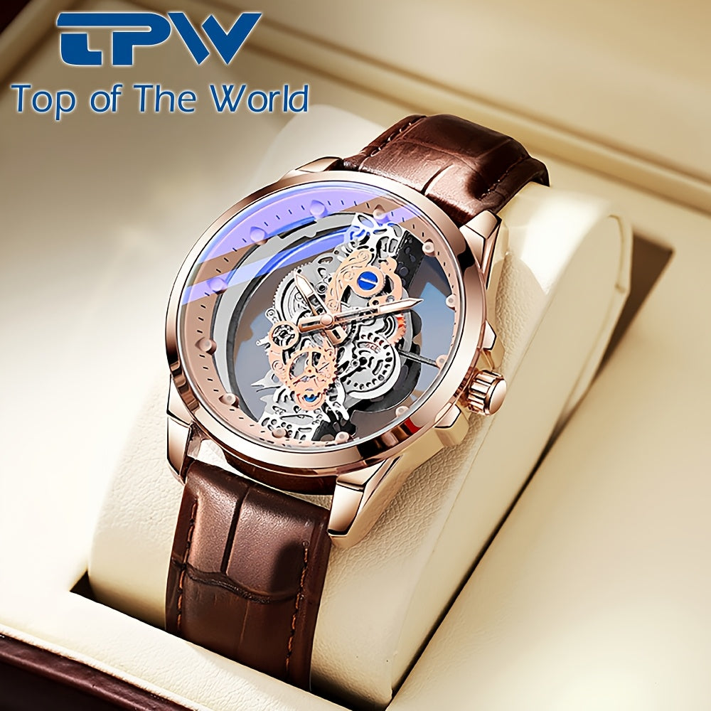 Men's Quartz Watch with Steel Strap Luminous Round Dial Slim Design