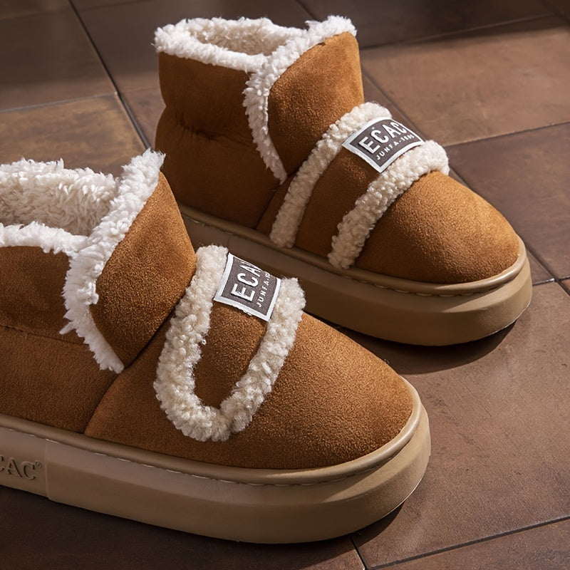 Women's Ankle Boots Minimalist High-Top Short Plush Lined Color Block