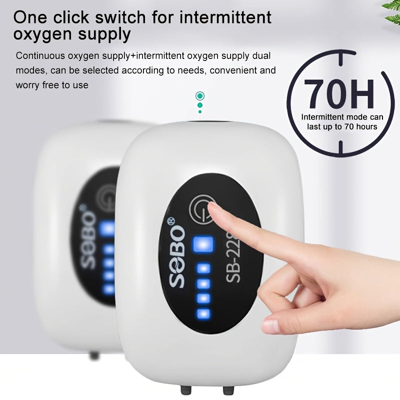 Portable Aquarium Air Pump with Rechargeable 2600mAh Battery Silent Mode for Fish Tanks and Outdoor Aquariums