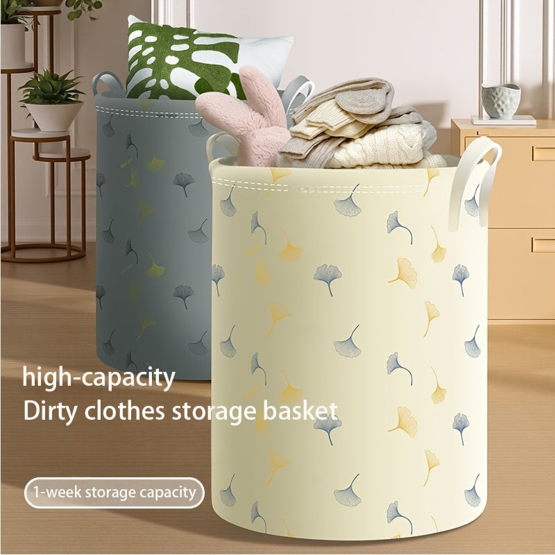 Waterproof Laundry Hamper with Handles Blue Fabric Storage Basket for Home Bathroom Dorm