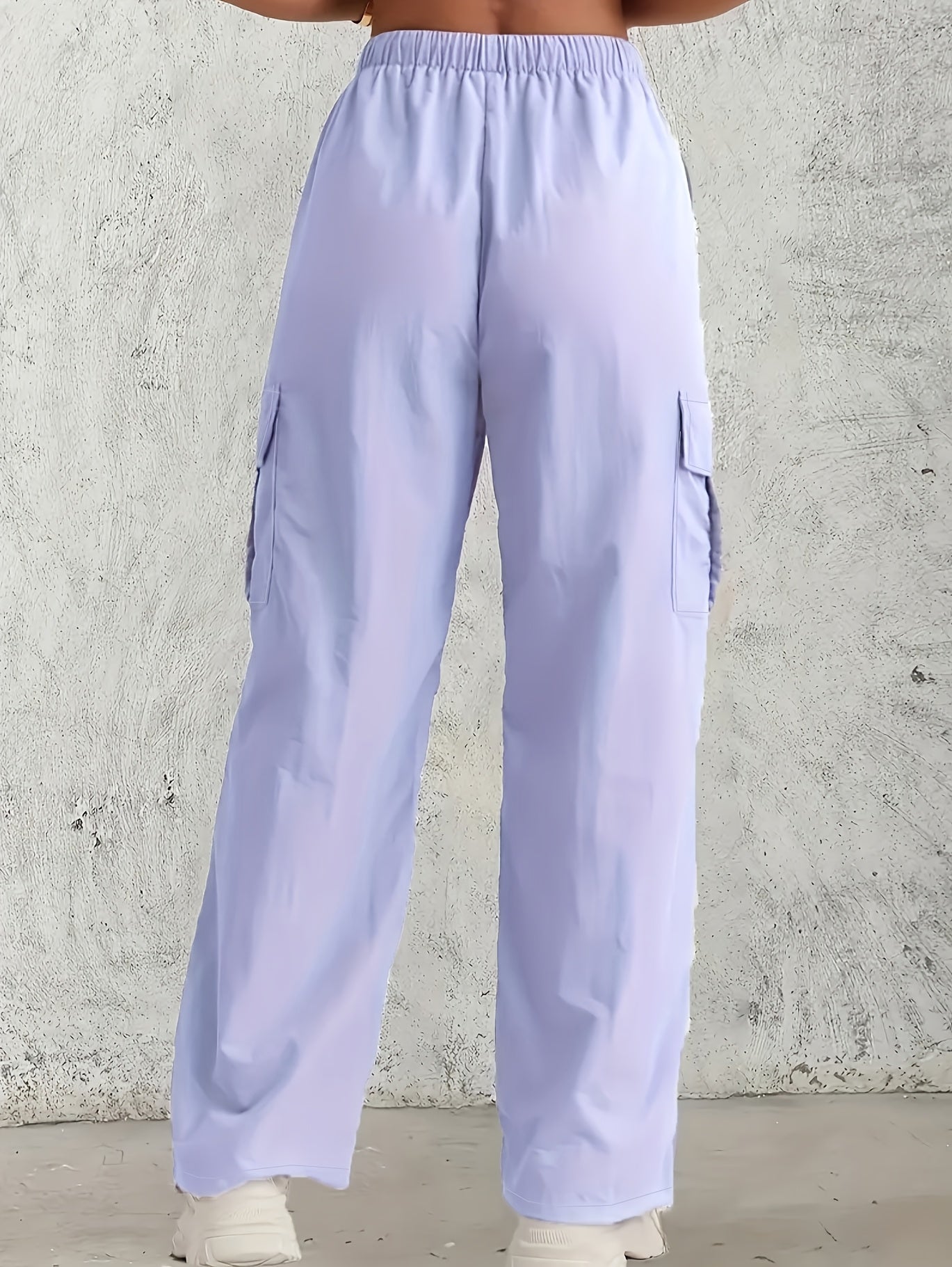 Women's Plus Size Cargo Pants Light Pink Summer Straight Fit Drawstring Waist