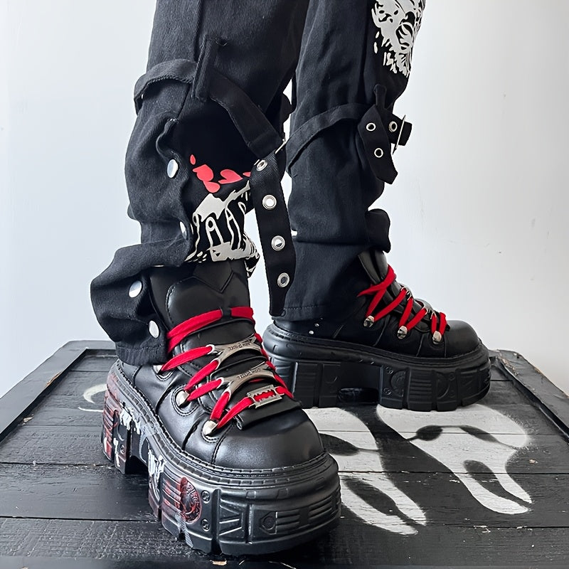 Women's Y2K Punk Platform Ankle Boots Black Synthetic High Heel Shoes