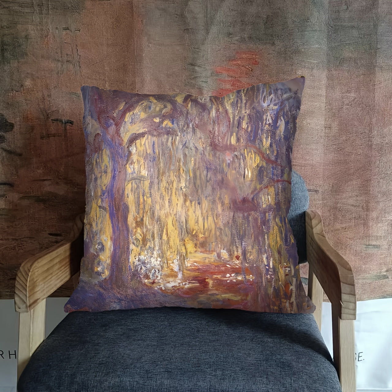 Reversible Throw Pillow Cover 45.72cm Vibrant Oil Painting Design Machine Washable