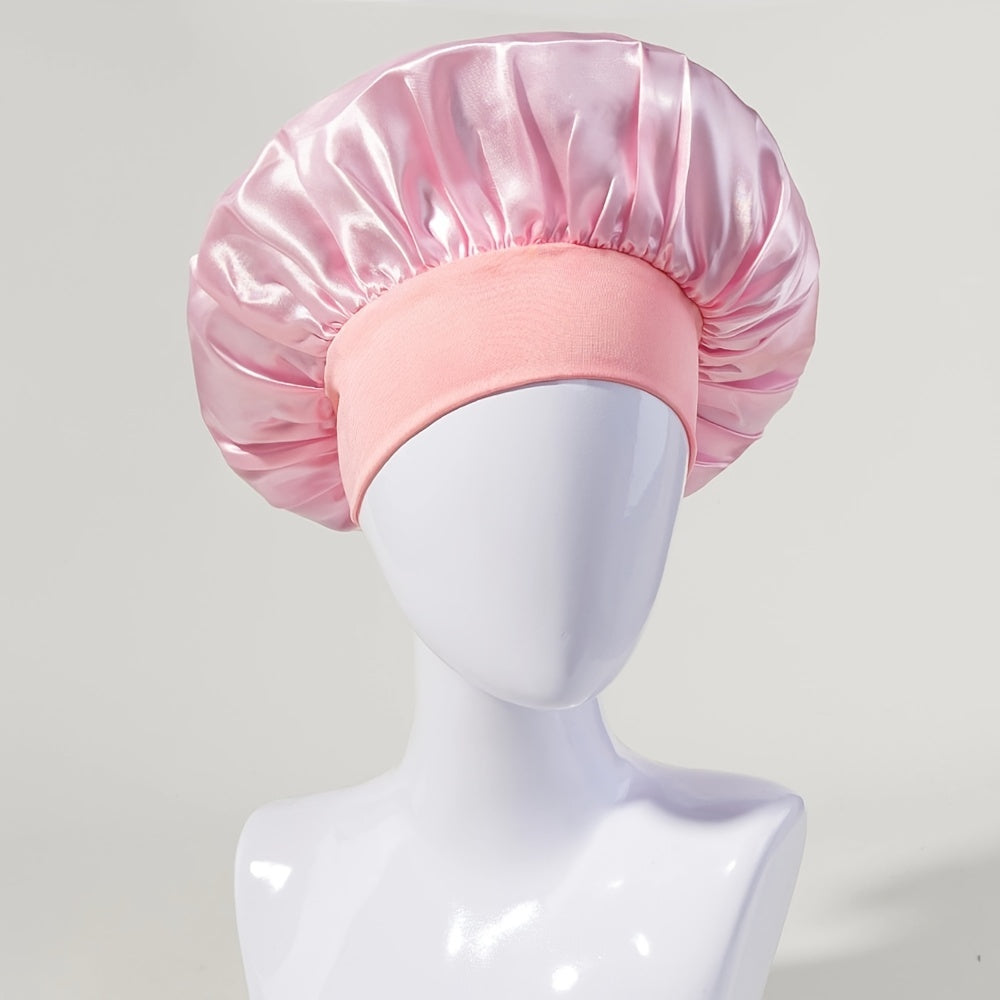Women's Satin Sleeping Cap with Wide Elastic Band for Curly Hair