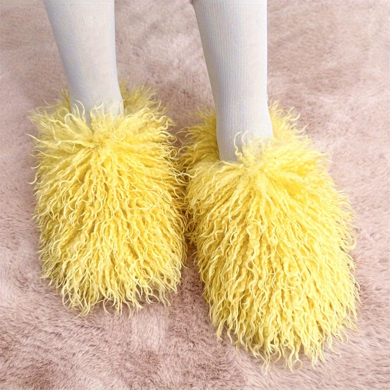 Ayollar uchun sun'iy mo'ynali chiroyli, yengil, qulay, sirpanmaydigan, mo'ynali yotoq xonasi poyabzali