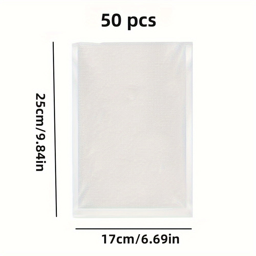 50 ta oziq-ovqat uchun vakuum yopishqoq sumkalar to'plami, oziq-ovqat saqlash va saqlash uchun