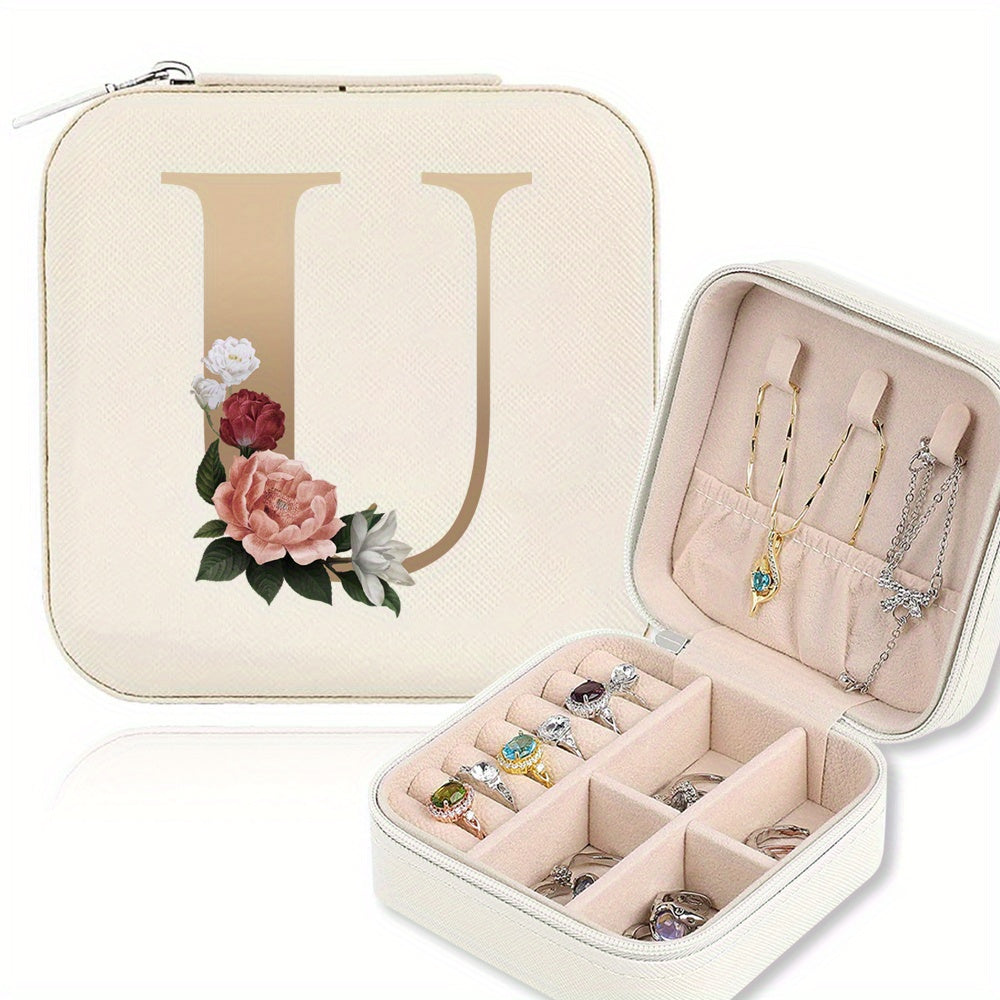Mini Portable Zipper Jewelry Storage Box for Rings Necklaces and Studs