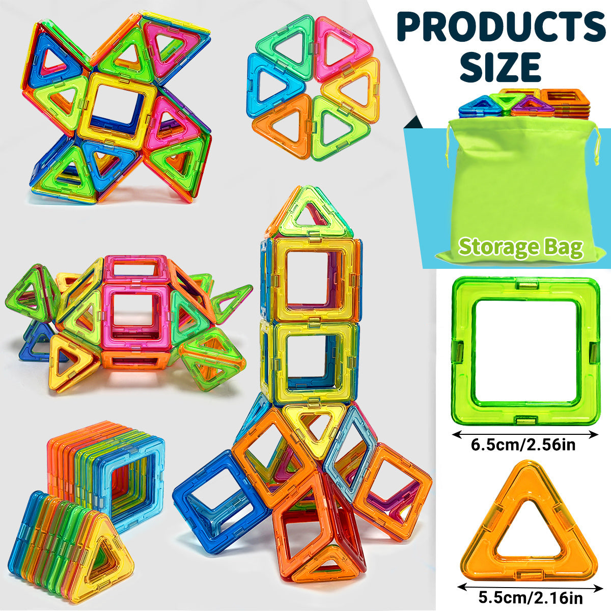 Set de bloques magnéticos para construir para niños, más de 30 piezas, juguete educativo STEM, grandes losetas magnéticas