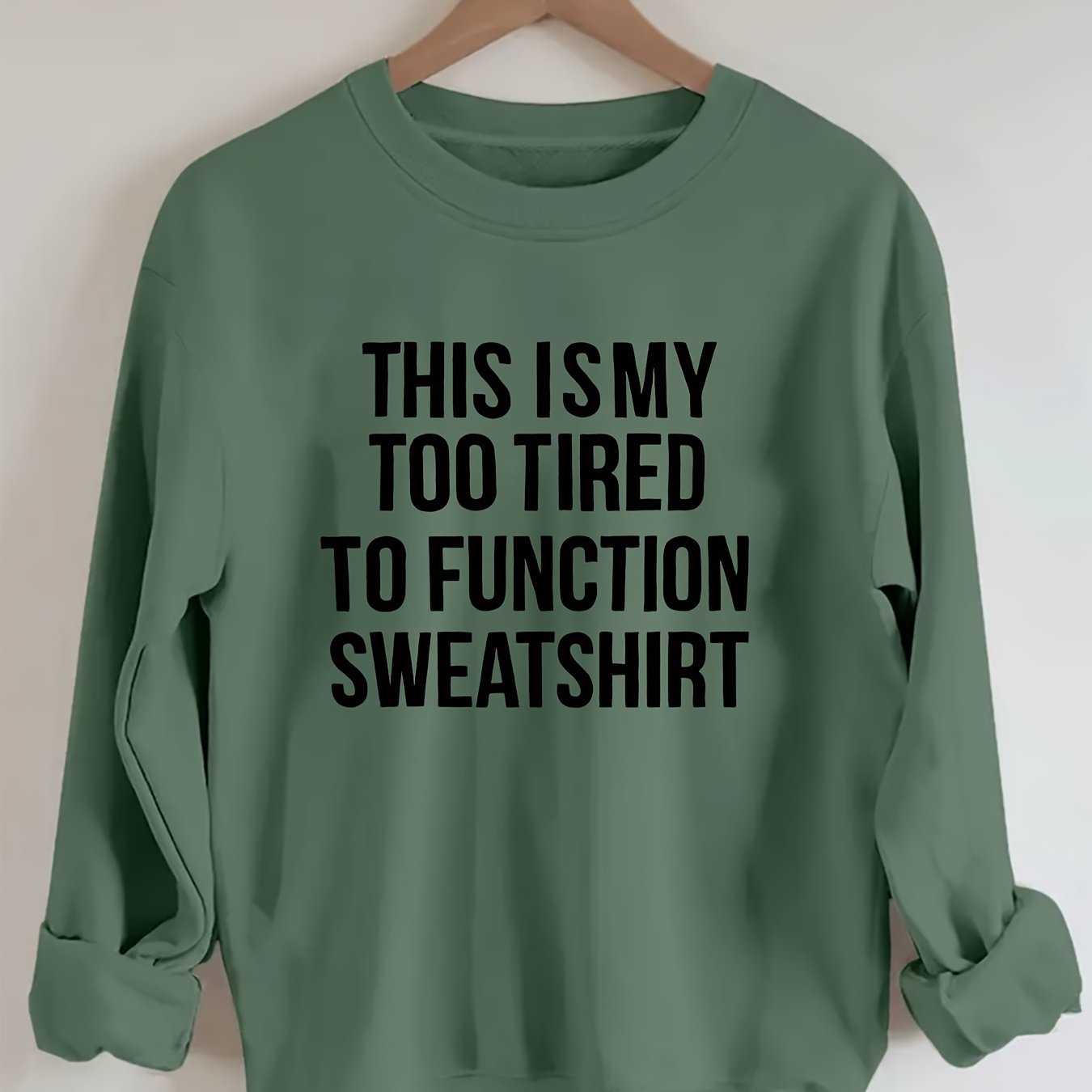 Sudadera de manga larga casual de talla grande con cuello redondo para mujer