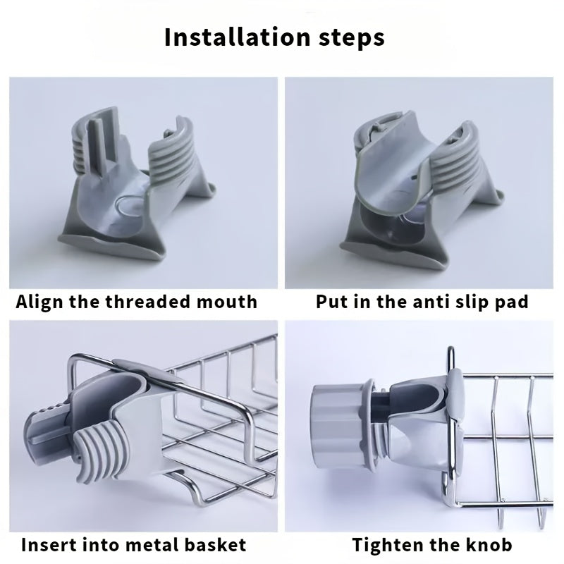 Stainless Steel Faucet Caddy Organizer for Sponges and Cloths Bathroom Accessory