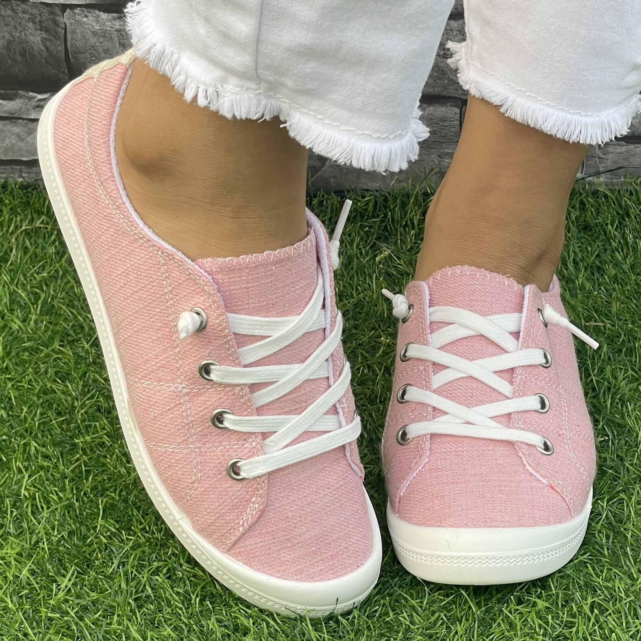 Women's Casual Solid Color Fabric Outdoor Work Shoes All-Season Lightweight